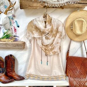 Marbleized SILK scarf/wrap w resort vacay shabby chic vibe